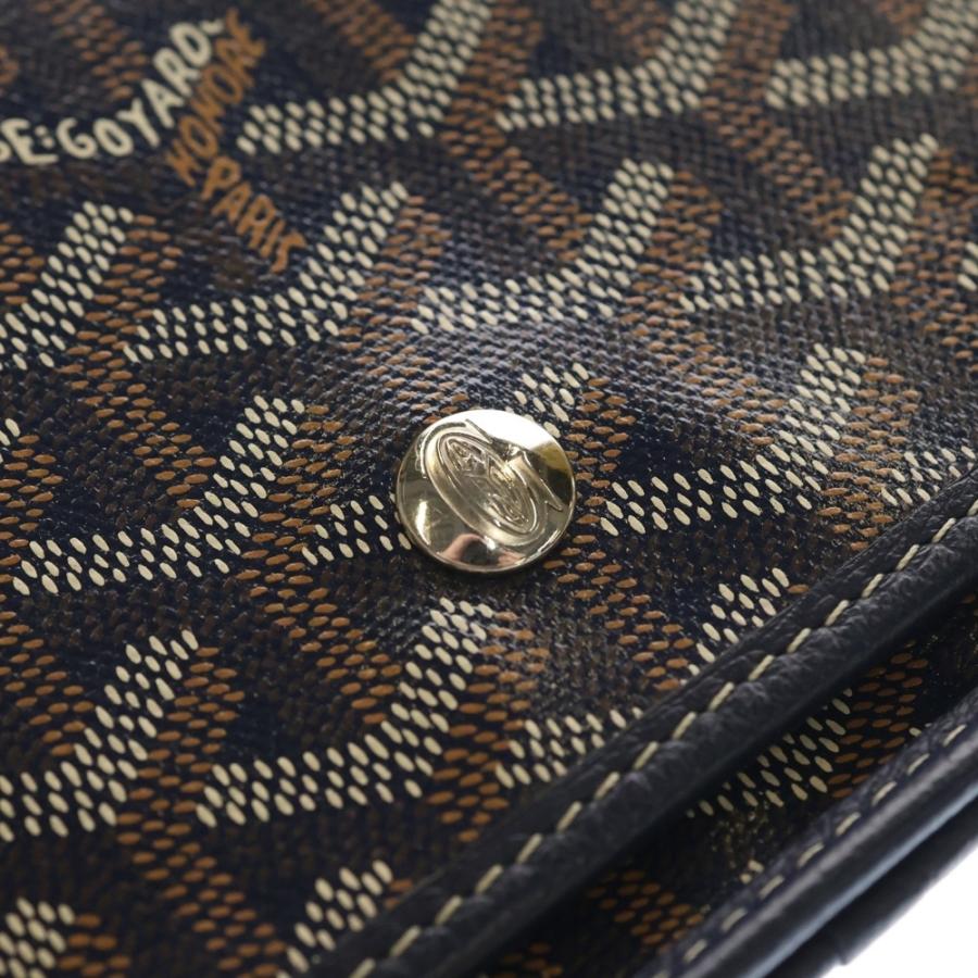GOYARD ゴヤール プリュメ PVCコーティングキャンバス レザー ショルダーバッグ シルバー金具 ネイビー/ブラウン GOYARD（ゴヤール） プリュメ PVCコーティングキャンバス レザー