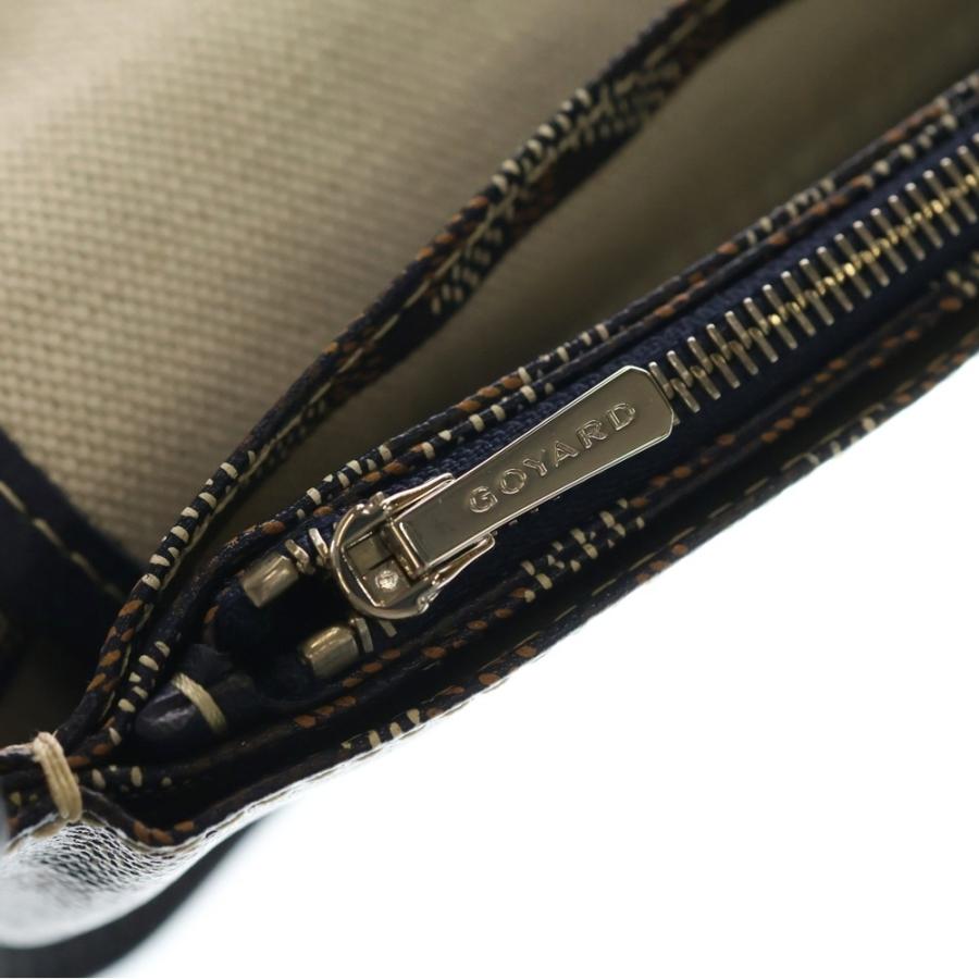GOYARD ゴヤール プリュメ PVCコーティングキャンバス レザー ショルダーバッグ シルバー金具 ネイビー/ブラウン GOYARD（ゴヤール） プリュメ PVCコーティングキャンバス レザー