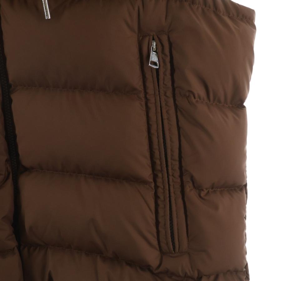 MONCLER モンクレール 23AW CARDAMINE ワッペンロゴ フーデッド ジップアップ ダウンベスト ブラウン I20911A00181 54A81の画像