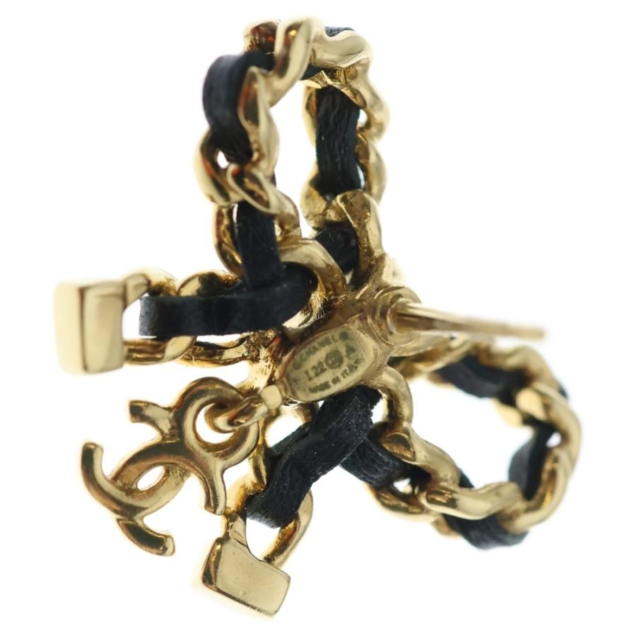 CHANEL（シャネル） リボン ブラックレザー ココマーク ピアス