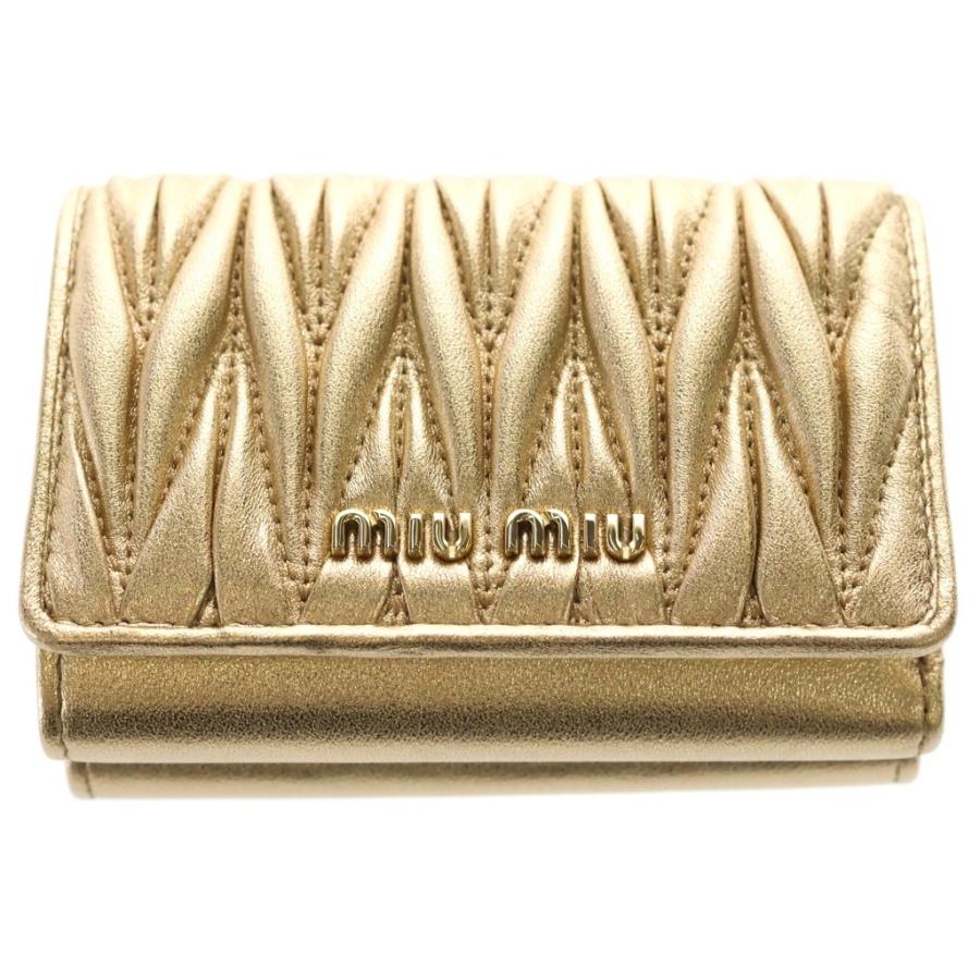 miumiu ミュウミュウ マテラッセ メタリックレザー ロゴプレート
