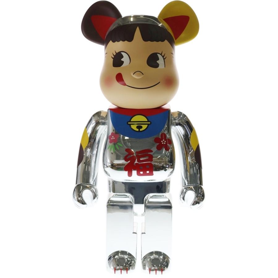 BE@RBRICK ベアブリック ×不二家 ペコちゃん 招き猫 福銀メッキ 1000