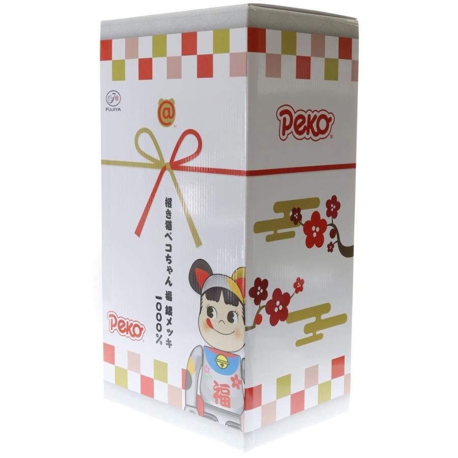 BE@RBRICK ベアブリック ×不二家 ペコちゃん 招き猫 福銀メッキ 1000