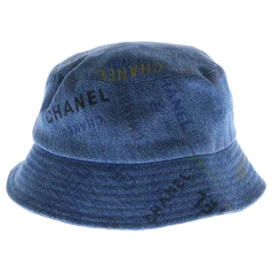 シャネルデニム バケットハット CHANEL（シャネル） 22SS デニム ロゴプリント バスケットハット 帽子