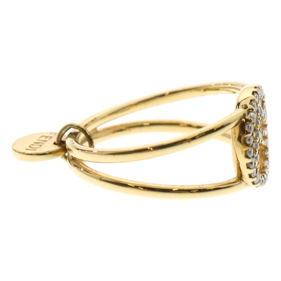 FENDI（フェンディ） ラインストーン リング ゴールド GP エフイズ