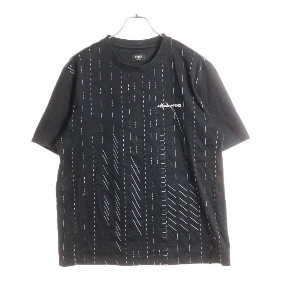 FENDI（フェンディ） 24SS ステッチデザイン ロゴ刺繍 クルーネック