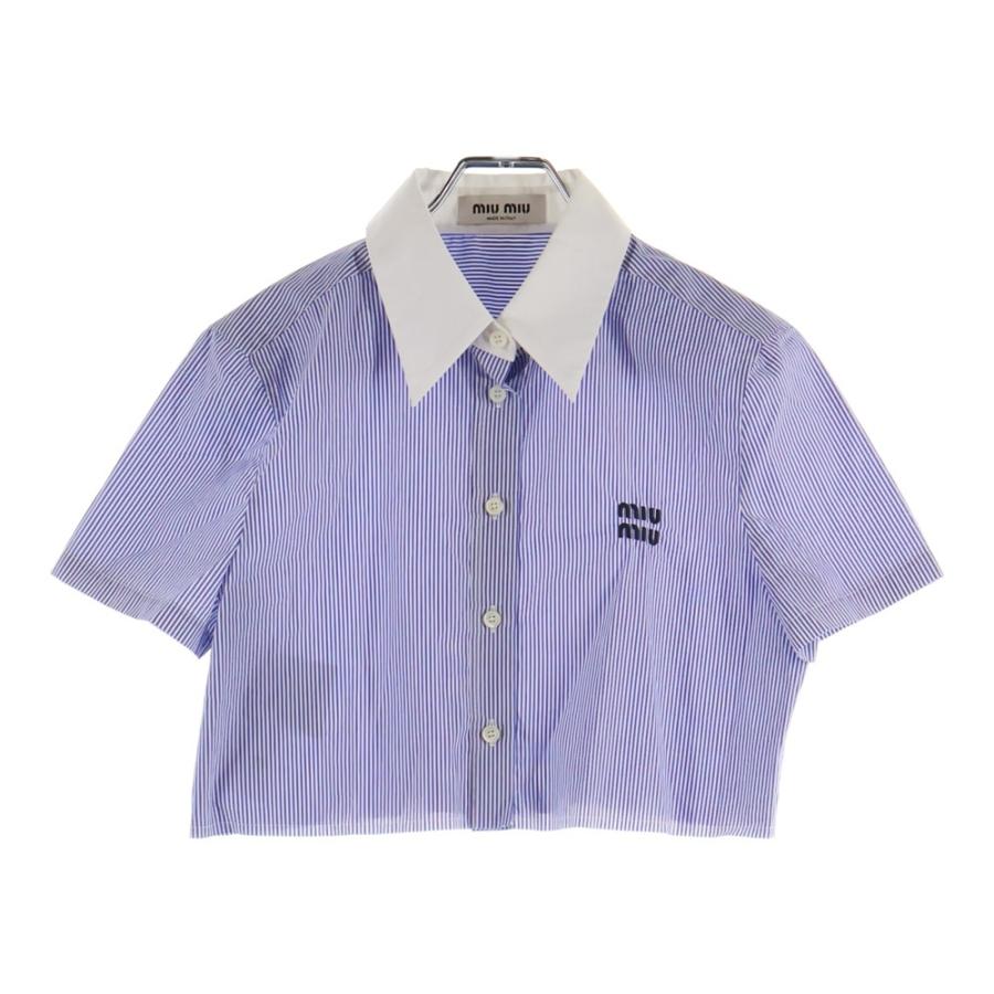 新年限定！！美品！miu miu ストライプ 半袖Tシャツ 青 Miu Miu ストライプ トップ | ブルー | FARFETCH JP