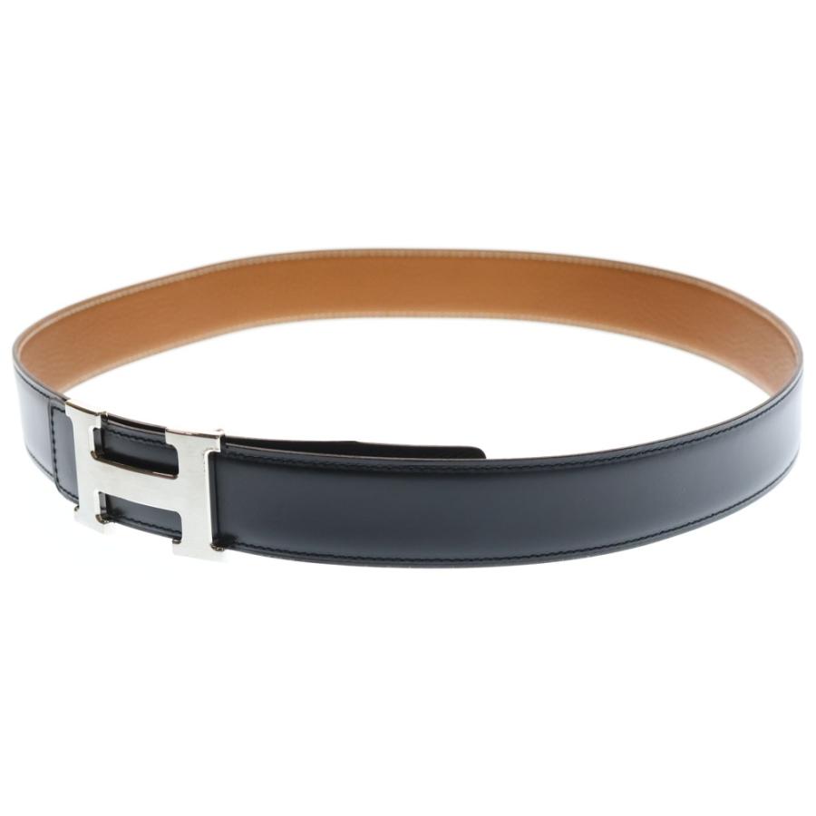 HERMES（エルメス） Hベルト レザー ブラック×ブラウン □I刻印