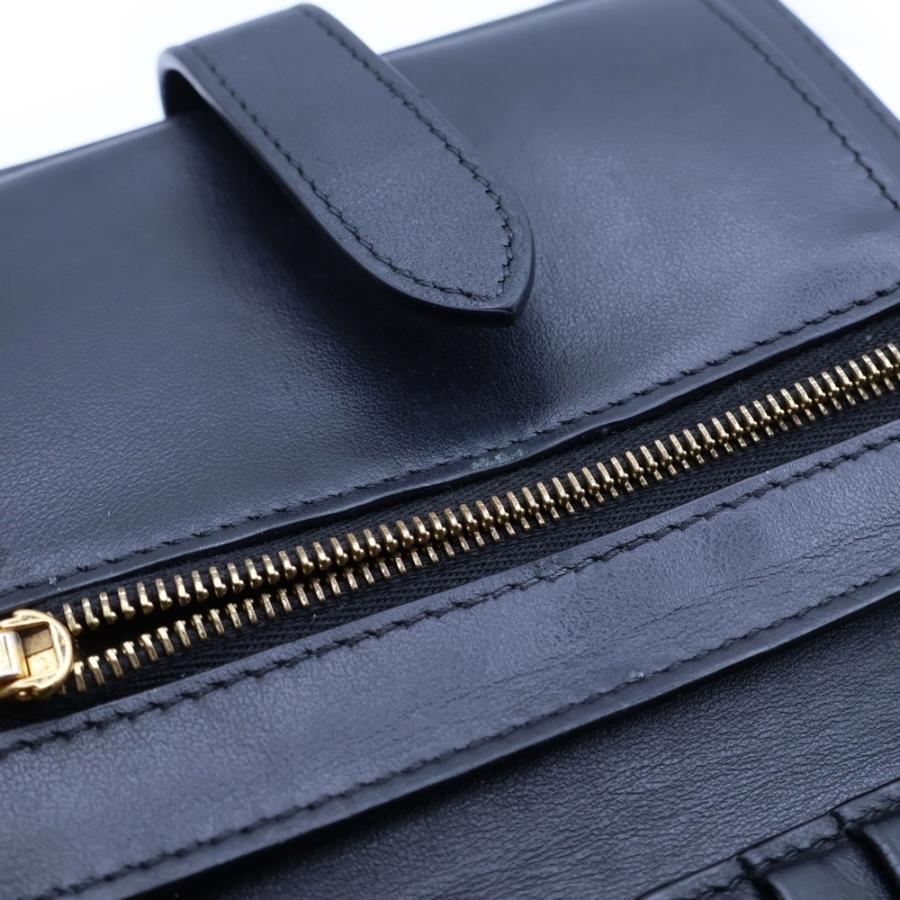 CELINE 二つ折り財布 黒 ゴールド金具 CELINE（セリーヌ） 二つ折り財布 コンパクトウォレット ブラック