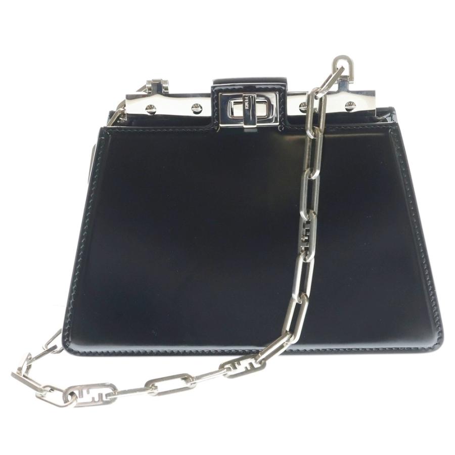 FENDI フェンディ ピーカブー カット ミニ ショルダーバッグ ハンドバッグ チェーンバッグ バッグ レザー ブラック シルバー金具_1