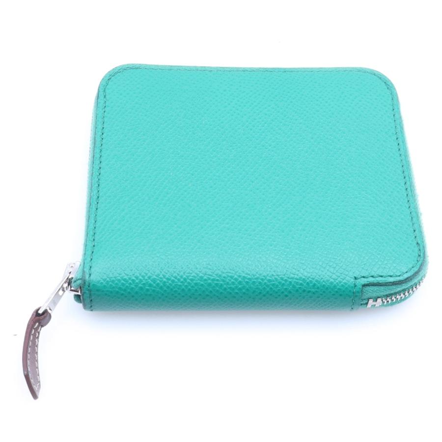 HERMES エルメス アザップ シルクイン コンパクトウォレット ミニ財布 ケース エプソン グリーン レザー シルバー金具 U刻 HERMES（エルメス） アザップ シルクイン コンパクトウォレット ミニ