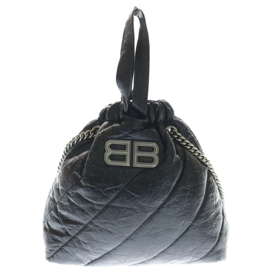 BALENCIAGA バレンシアガ BBロゴ クラッシュ キルティング チェーンショルダーバッグ ブラック カーフレザー 781796 シルバー金具 BALENCIAGA（バレンシアガ） BBロゴ クラッシュ キルティング チェーン