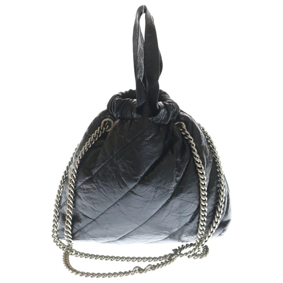 BALENCIAGA バレンシアガ BBロゴ クラッシュ キルティング チェーンショルダーバッグ ブラック カーフレザー 781796 シルバー金具 BALENCIAGA（バレンシアガ） BBロゴ クラッシュ キルティング チェーン