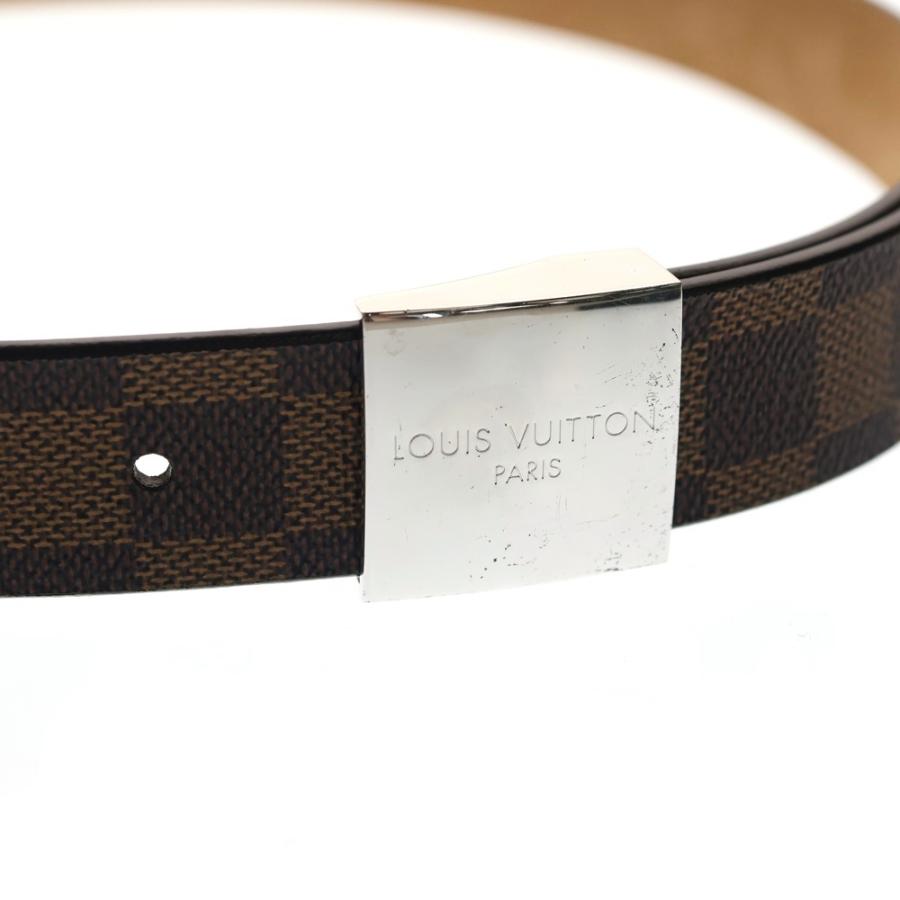 良品 ルイヴィトン ダミエ サンチュール ベルト シルバー金具 ブラウン. LOUIS VUITTON（ルイ・ヴィトン） ダミエ サンチュール キャレ ベルト