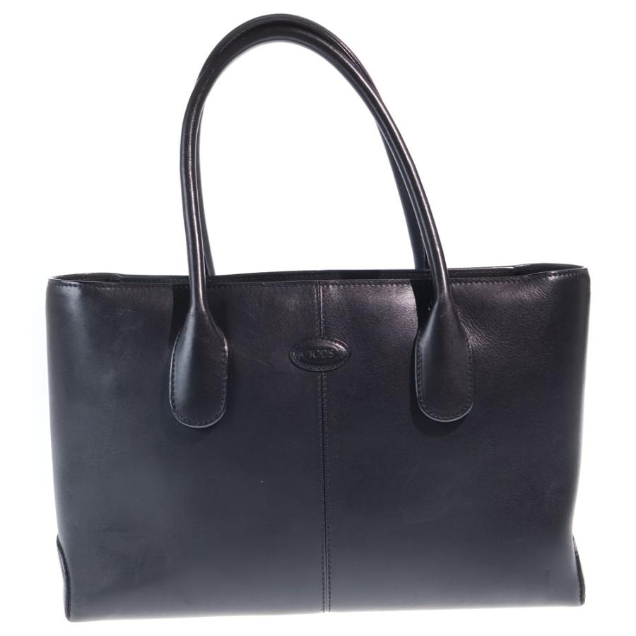 TOD'S（トッズ） レザー ハンド トートバッグ シルバー金具 ブラック