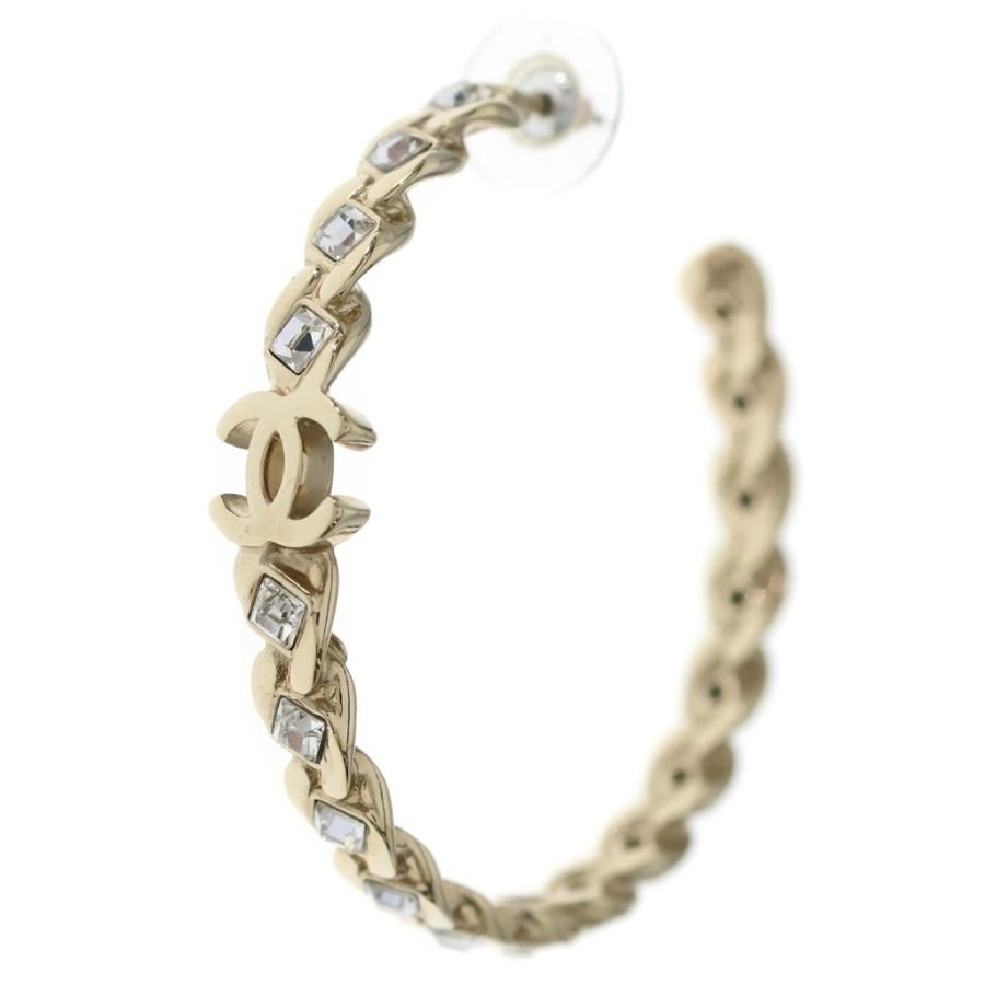 CHANEL（シャネル） ココマーク ラインストーン フープピアス ゴールド