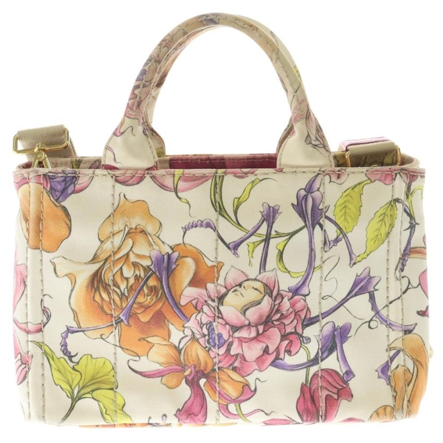 PRADA（プラダ） カナパ ミニ 花柄 キャンバス 2WAY ハンドバッグ