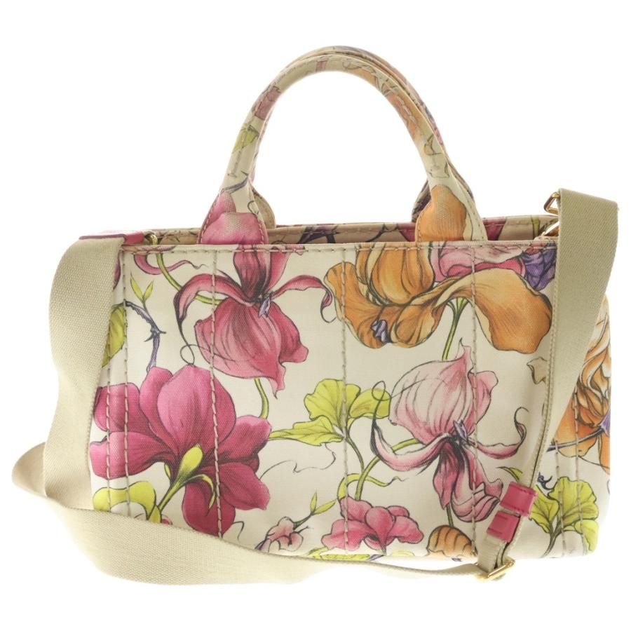 【良品】PRADA プラダ 2WAY ストライプ キャンバストート 茶白 良品】PRADA プラダ 2WAY ストライプ キャンバストート 茶白 良品