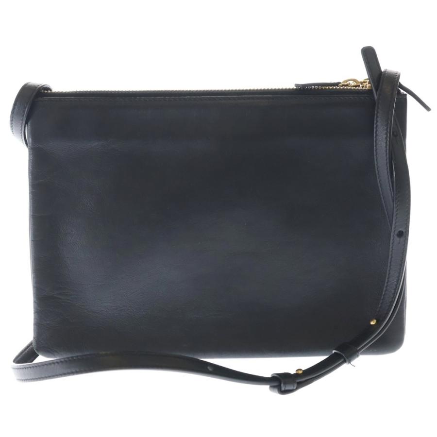 【美品】セリーヌ　ショルダーバッグ　トリオ　ゴールド金具　ブラック　レザー CELINE（セリーヌ） トリオバッグ ショルダーバッグ ミニバッグ