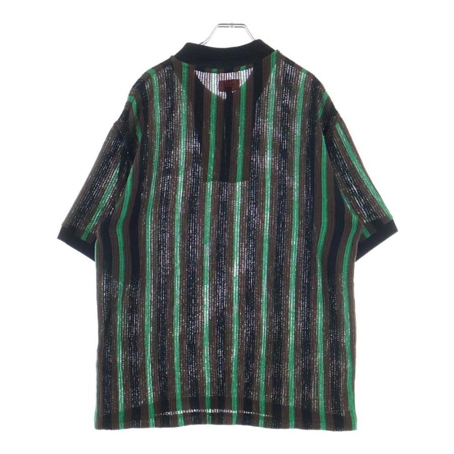 Supreme シュプリーム ポロシャツ サイズ:S 22SS オープンニット ストライプ ジップ Open Knit Stripe Zip Polo ブラック ブラウン グリーン トップス カジュアル 半袖 【メンズ】【中古】【新品同様】 Supreme（シュプリーム） 22SS Open Knit Stripe Zip Polo オープン