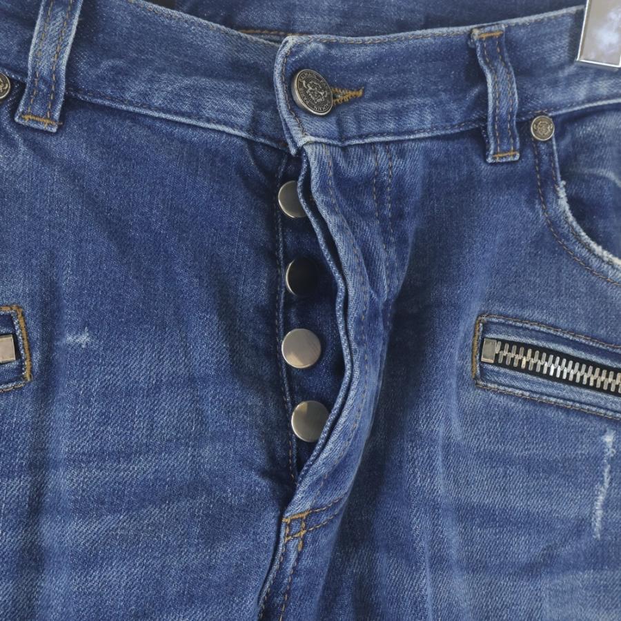 BALMAIN（バルマン） 4ポケット ダメージ加工 バイカーデニムパンツ