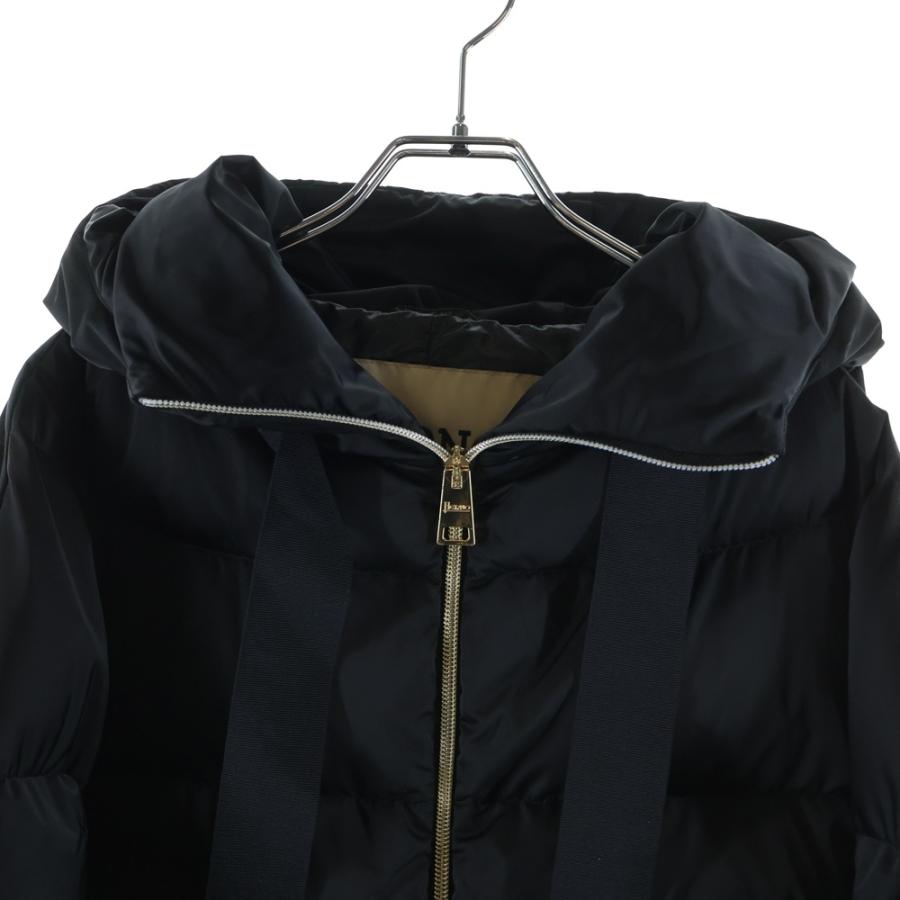 HERNO ヘルノ A-Shap Jacket In Satin PI1304D-12170Z-9300 エーシェイプ Aライン サテンコート ダウン ブラックの画像