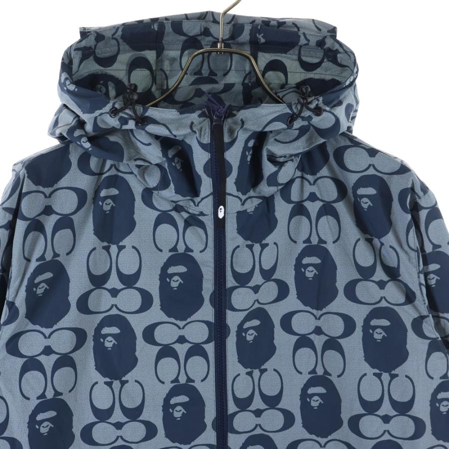 A BATHING APE アベイシングエイプ ×COACH WINDBREAKER 001LJH731901C ×コーチ ウィンドブレーカー ナイロンジャケット グレーの画像