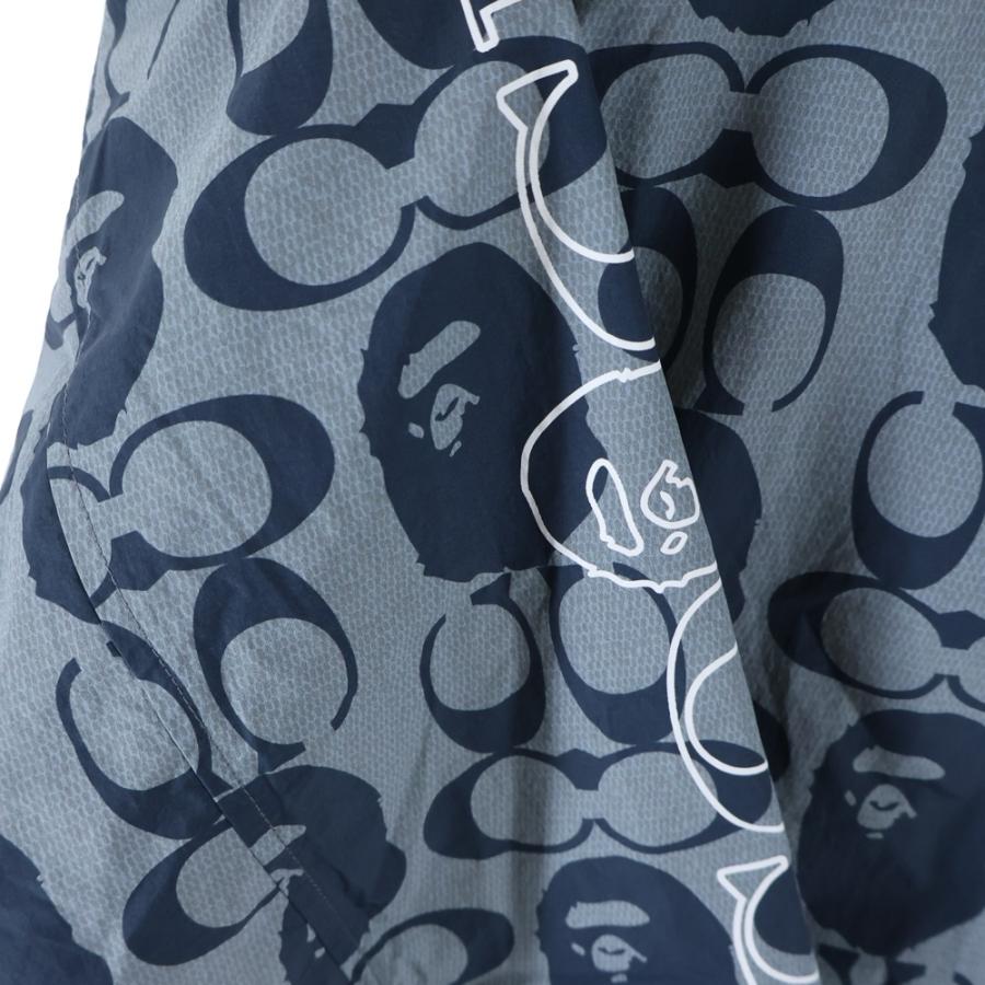 A BATHING APE アベイシングエイプ ×COACH WINDBREAKER 001LJH731901C ×コーチ ウィンドブレーカー ナイロンジャケット グレーの画像