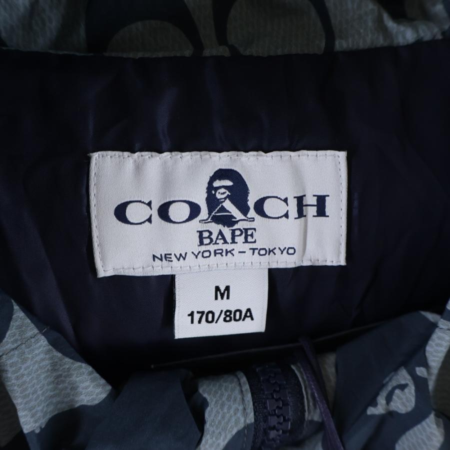 A BATHING APE アベイシングエイプ ×COACH WINDBREAKER 001LJH731901C ×コーチ ウィンドブレーカー ナイロンジャケット グレーの画像