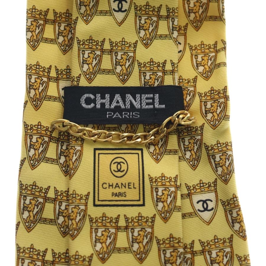 CHANEL シャネル 美品 ココマーク CC イエローベージュ ネクタイ CHANEL（シャネル） ココマーク CC ネクタイ イエロー シルク : BRING