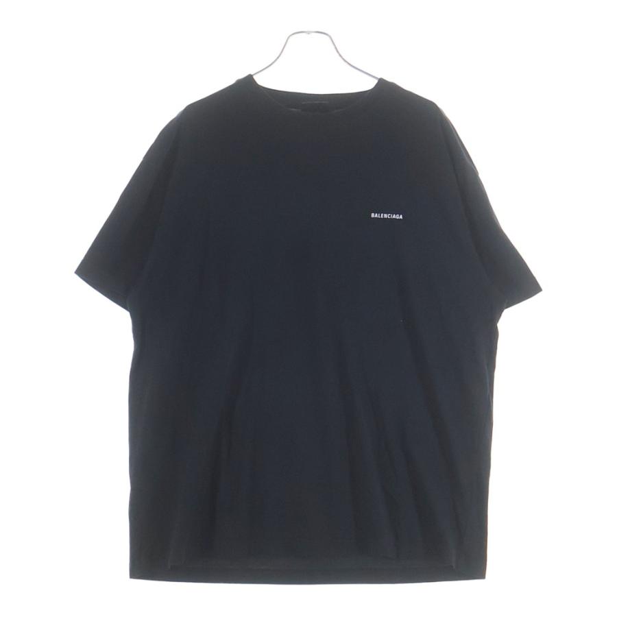 BALENCIAGA (バレンシアガ) ロゴプリント 半袖Tシャツ ブラック BALENCIAGA（バレンシアガ） ロゴプリント 半袖 カットソー Tシャツ
