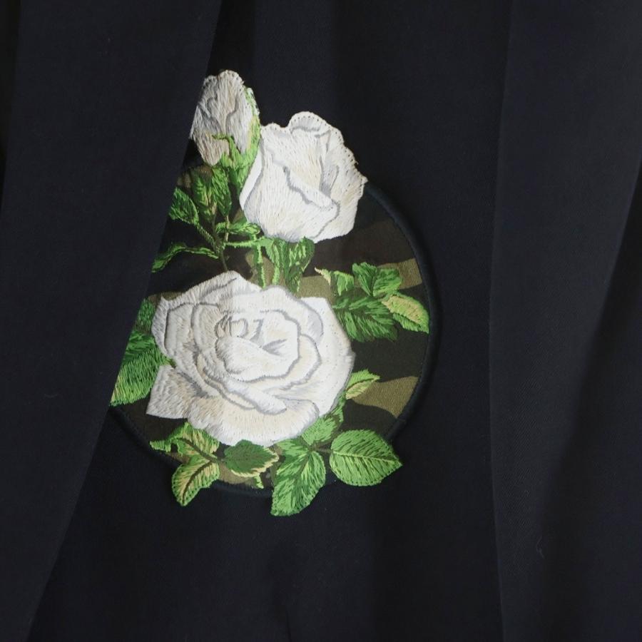 DIOR ディオール 16SS 白薔薇刺繍ウールシングルテーラードジャケット ネイビー 663C292A3576の画像