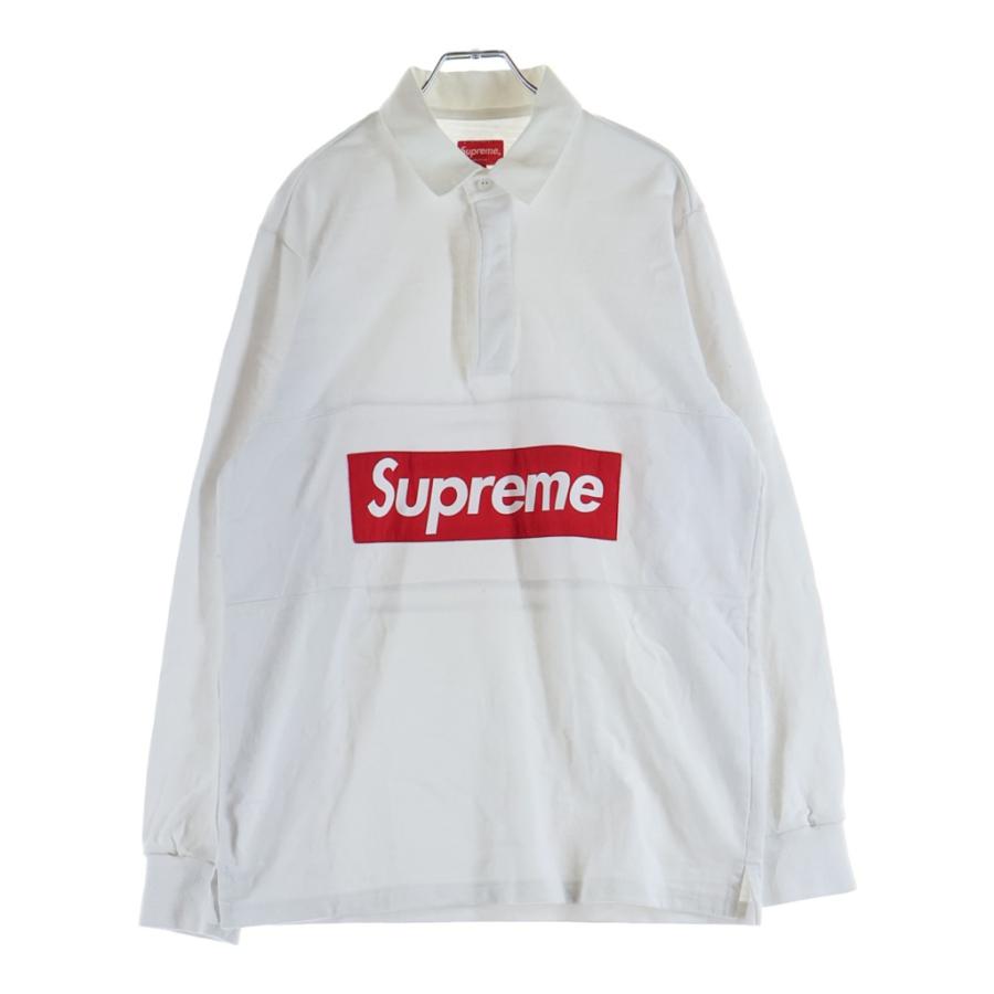 美品　Supreme ラガーシャツ M 黒/白　15aw Supreme（シュプリーム） 15AW Team Rugby 長袖 ラガーシャツ ホワイト