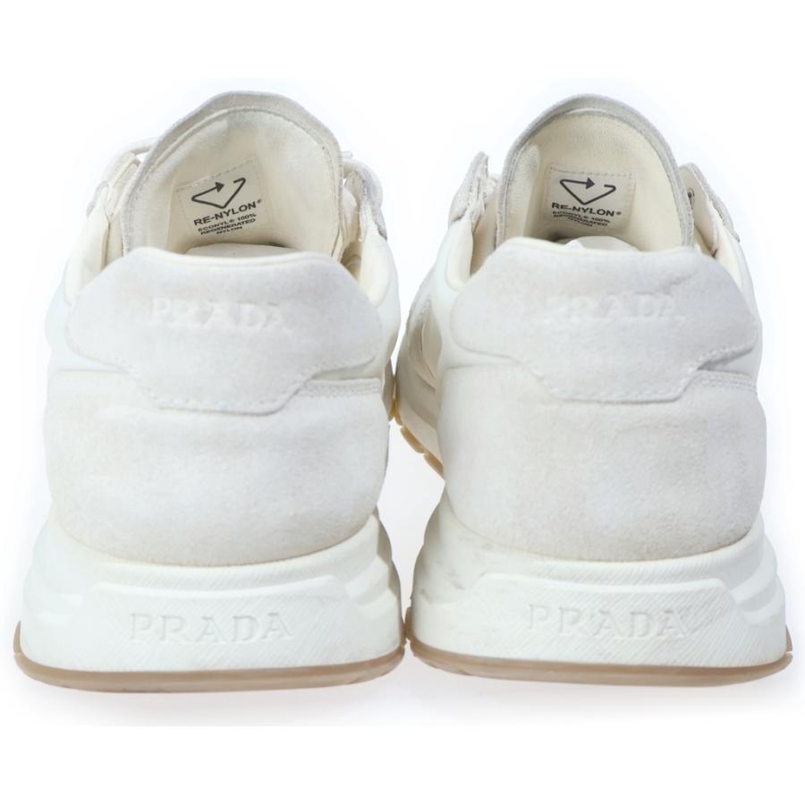 PRADA プラダ SCAMOSCIATO NYLON スウェード リナイロン トライアングルロゴ ローカットスニーカー ホワイト 2EE455 PRADA（プラダ） SCAMOSCIATO NYLON スウェード リナイロン