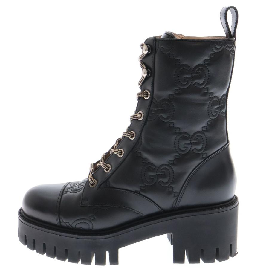 【極美品】グッチ　GGキルティングブーツ 718386 36 1/2 GUCCI（グッチ） GG 70mm Quilted Lace Up Boots GG キルト レース