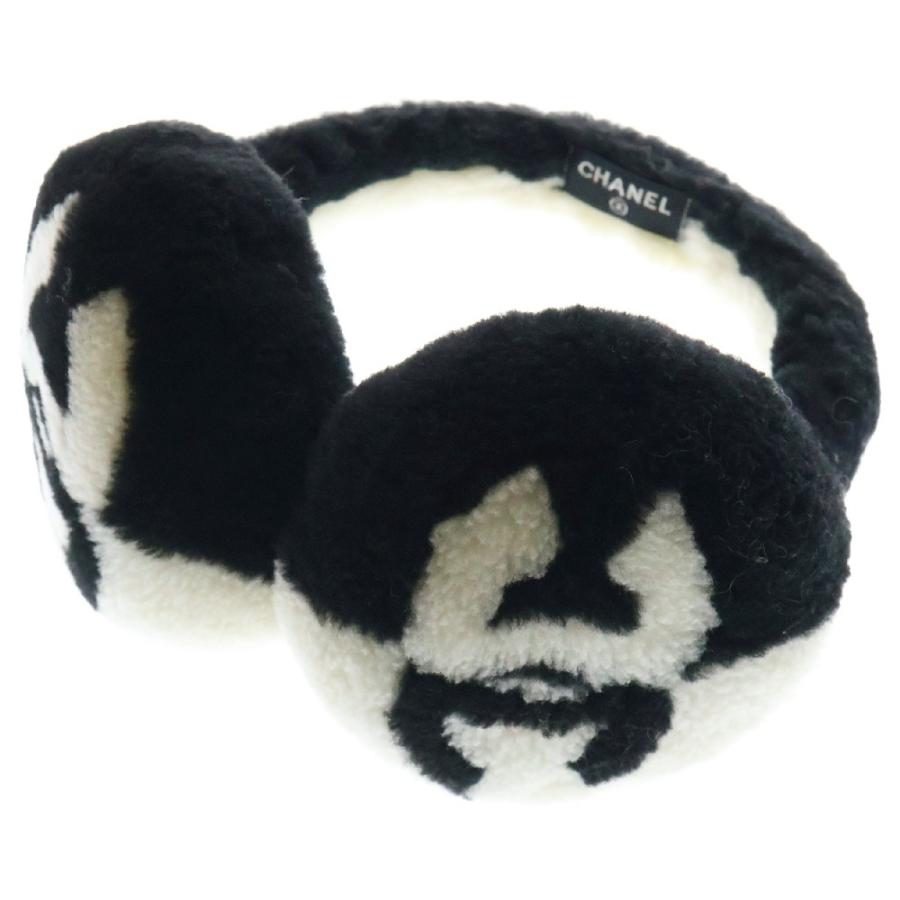 箱付 CHANEL シャネル イヤーマフ ムートン ココマーク ホワイト系 箱付 CHANEL シャネル イヤーマフ ムートン ココマーク ホワイト系