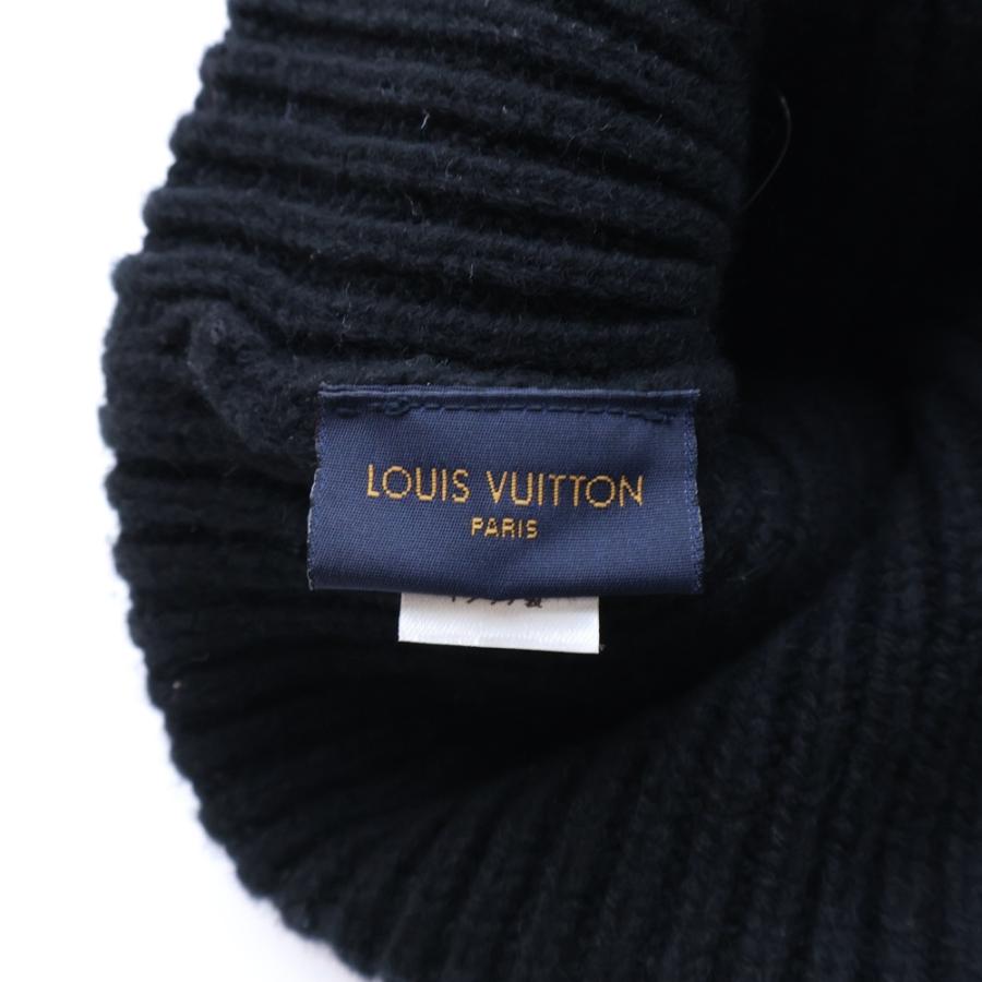 【美品】【箱あり】Louis Vuitton ブラック ニット帽 LOUIS VUITTON(ルイヴィトン) ニット帽 11美品 ビーニー・LV アヘッド