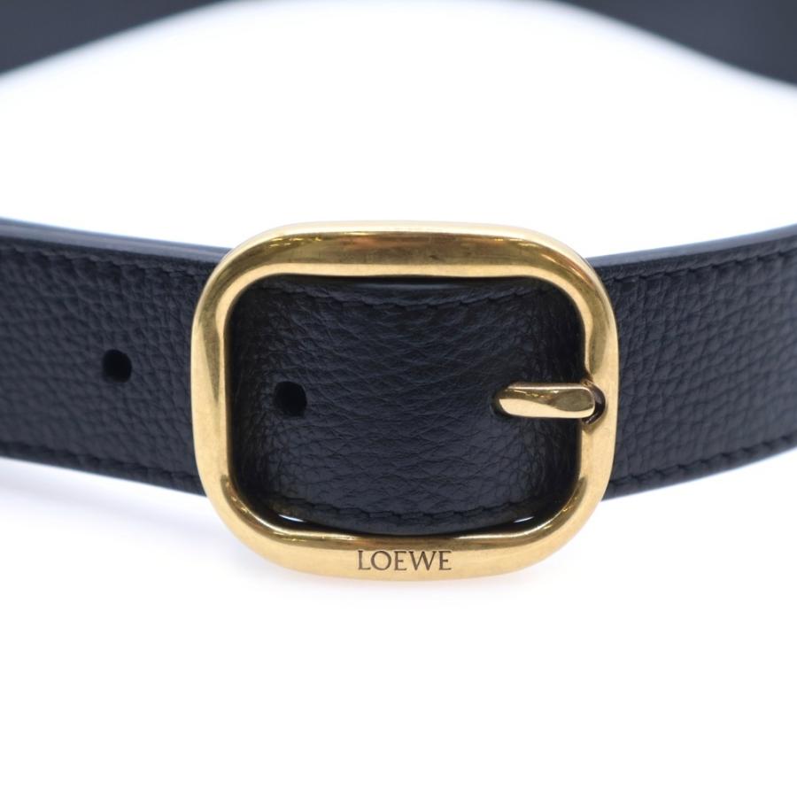 LOEWE（ロエベ） ベルト ブラック レザー 85/34 ゴールド金具 : BRING