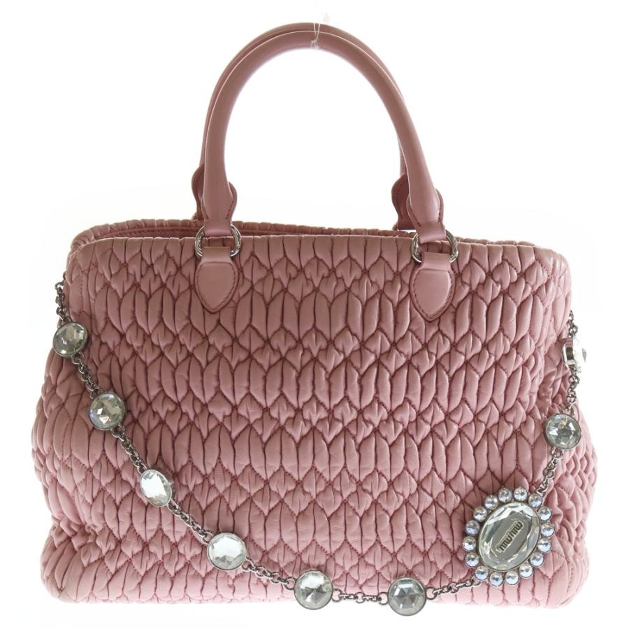 MIUMIU マテラッセ ナッパクリスタル トートバッグ 2way ショルダー miumiu ミュウミュウ マテラッセ ナッパクリスタル ハンドバッグ