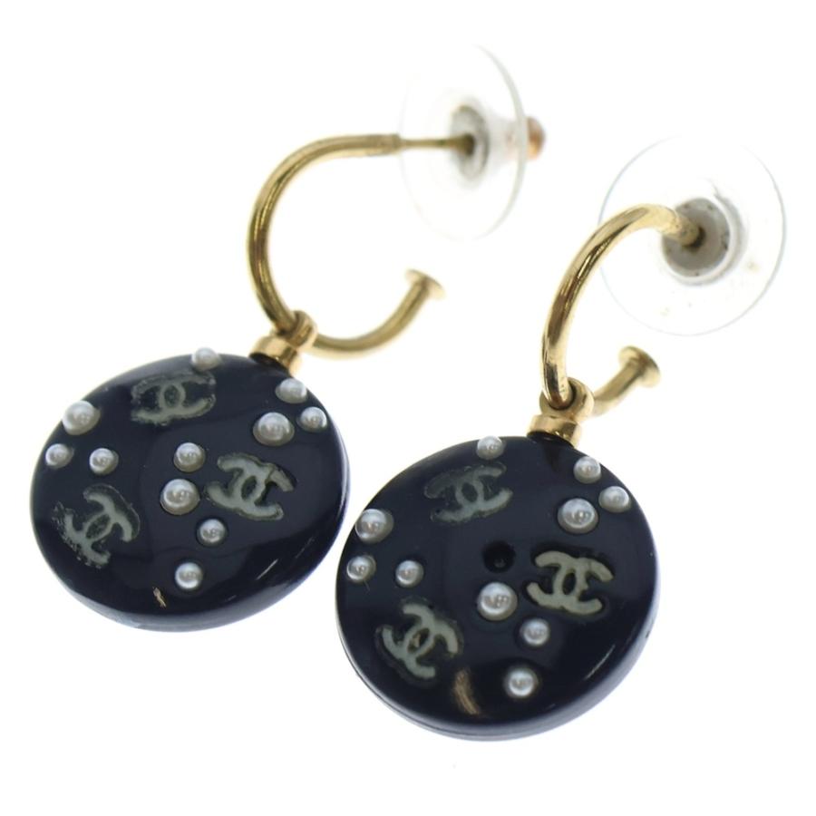 最終価格　CHANEL シャネル ココマーク パール フープピアス CHANEL（シャネル） フープピアス ココマーク フェイクパール ネイビー