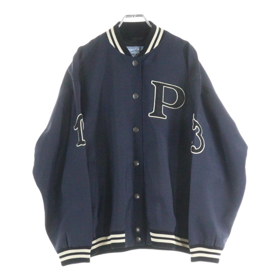 ■ PRADA プラダ ノーカラー　ブルゾン　ネイビー　ジャケット 38 ネイビー シャンブレー ブルゾンジャケット | PRADA - 日本