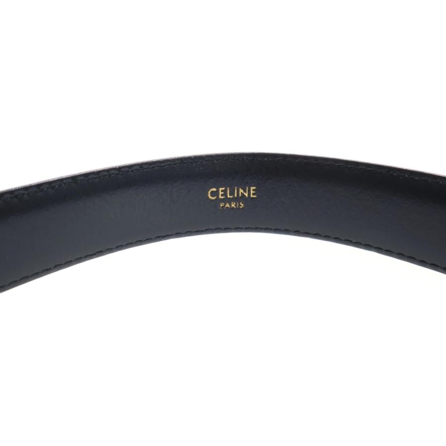 セリーヌ トリオンフ ベルト 70 レザー ブラック 本革 ゴールド金具 CELINE（セリーヌ） トリオンフ レザー ベルト ブラック ゴールド金具