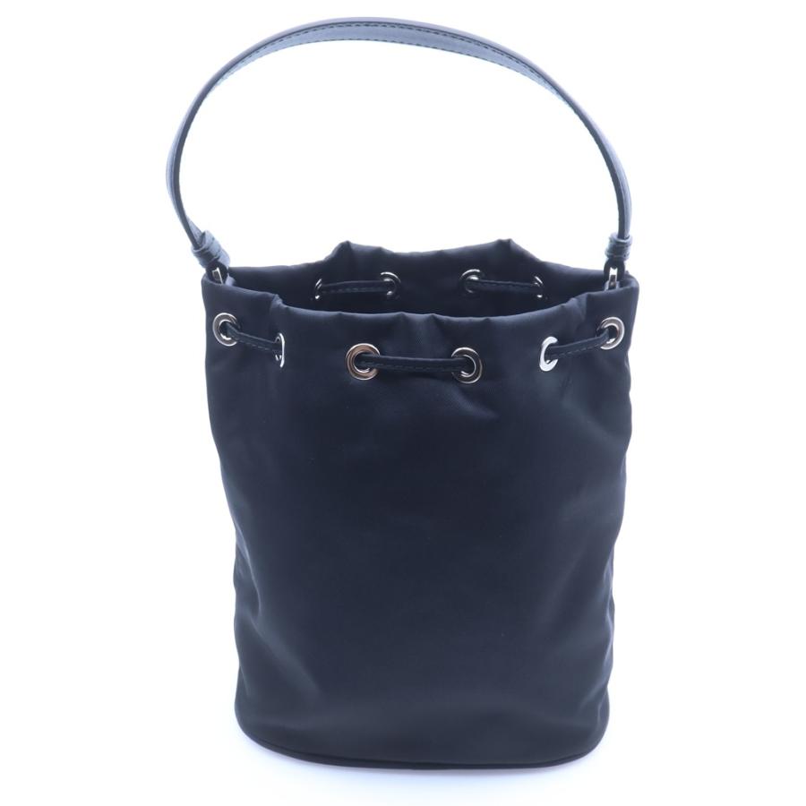 PRADA プラダ リナイロン トライアングルロゴ ラインストーンバケットバッグ 2WAYバッグ ショルダーバッグ ハンドバッグ ブラック ナイロン 1BE067 シルバー金具 PRADA（プラダ） リナイロン トライアングルロゴ ラインストーン