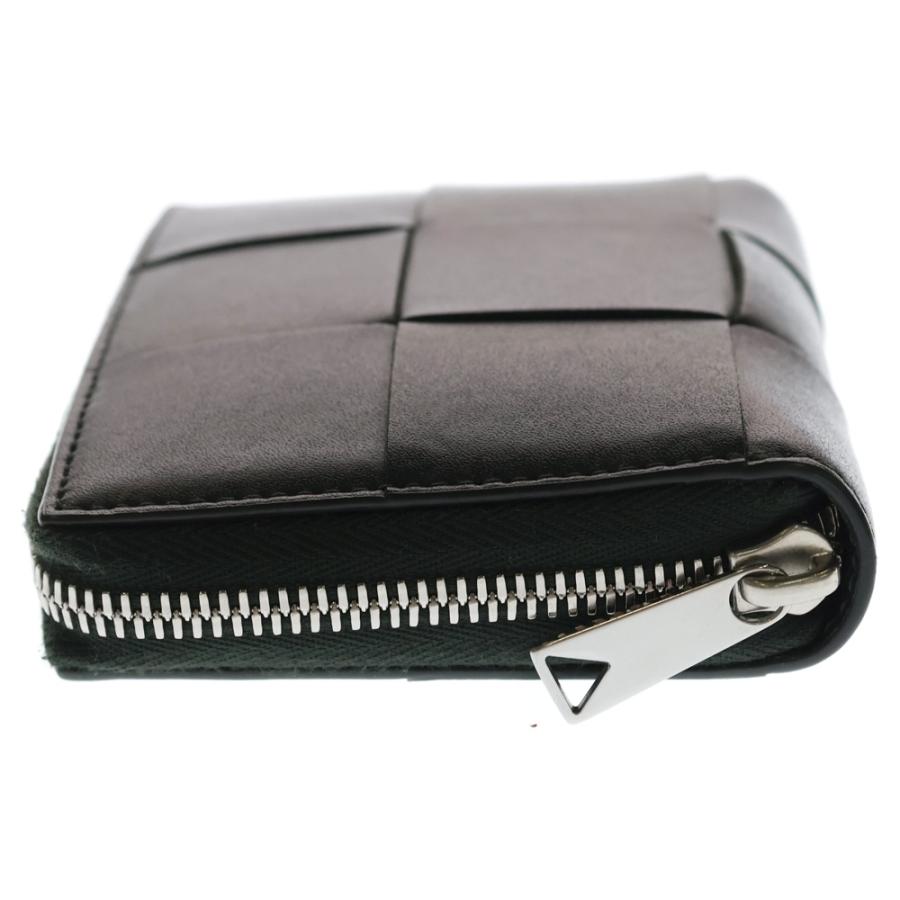 BOTTEGA VENETA ボッテガヴェネタ イントレチャート コンパクトジップ ケース ミニ財布 ダークグリーン レザー シルバー金具 BOTTEGA VENETA（ボッテガ・ヴェネタ） イントレチャート コンパクト
