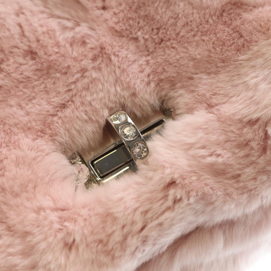 MiuMiu ミュウミュウ ファー チェーン ショルダーバッグ ピンク miumiu ミュウミュウ クリスタル ラビットファー チェーンショルダー