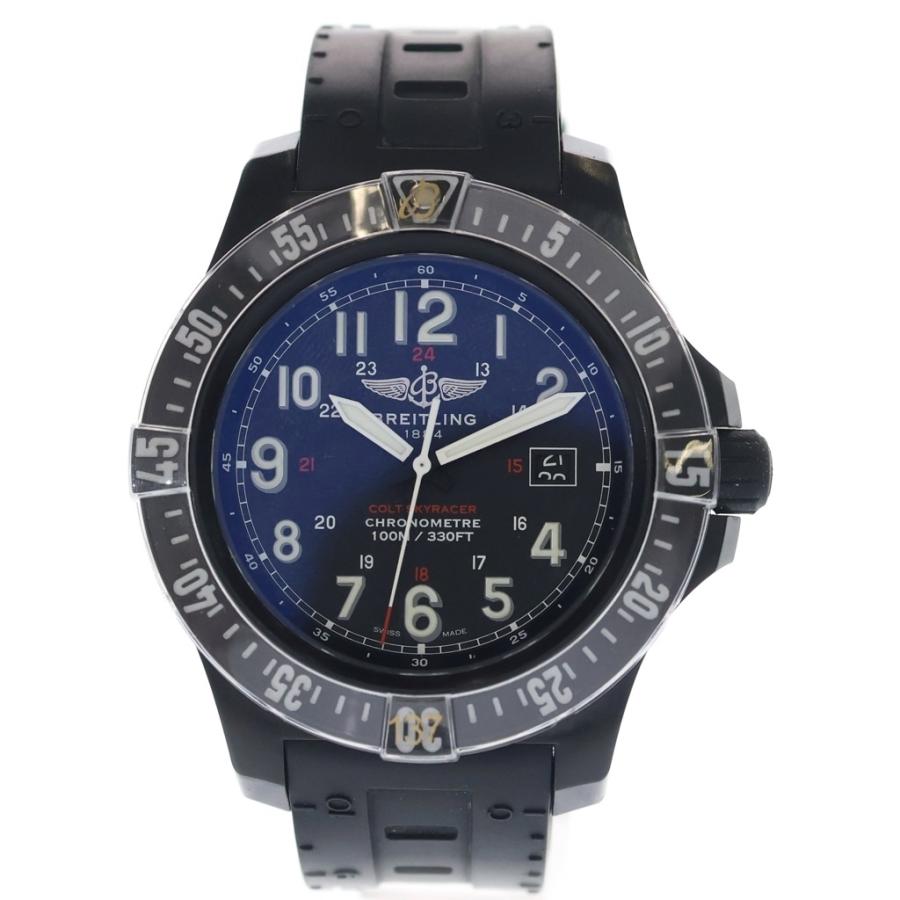 BREITLING ブライトリング X74320E4 コルトスカイレーサー 黒文字盤 デイト ブライトライト×ラバー/QZ クォーツ 腕時計 BREITLING ブライトリング X74320E4 コルトスカイレーサー 黒文字盤