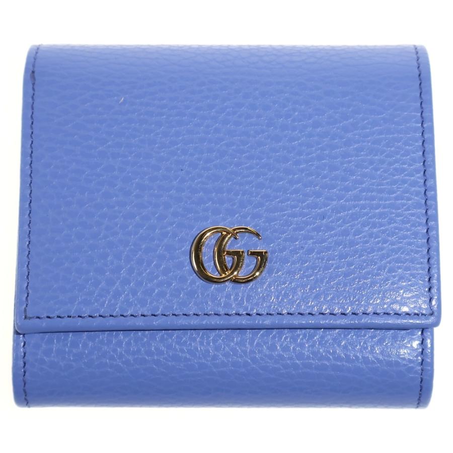 レディース GUCCI 3つ折り財布 GGマーモント グッチ ブルー
