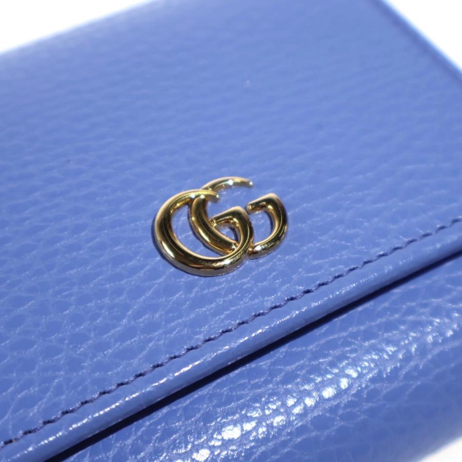 レディース GUCCI 3つ折り財布 GGマーモント グッチ ブルー