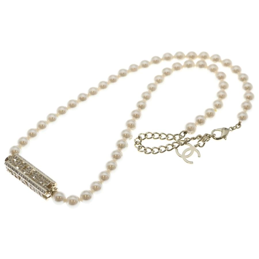 CHANEL（シャネル） ロゴ ネックレス フェイクパール ラインストーン 