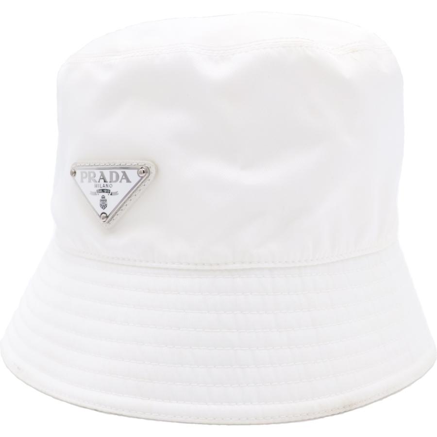 PRADA（プラダ） 1HC137 三角ロゴプレート バケットハット ホワイト 